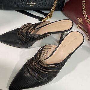 Something Navy Black Strappy Mules